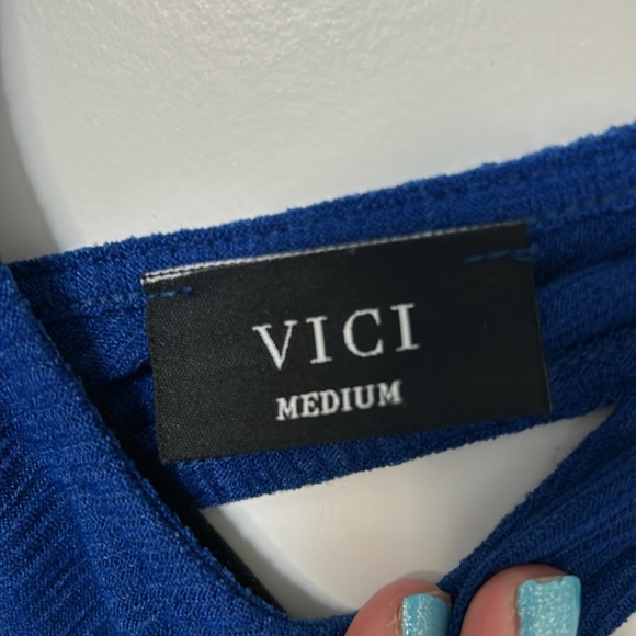 VICI Mercedes Ribbed Knit Midi Dress in Blue - Medium - Picture 4 of 4